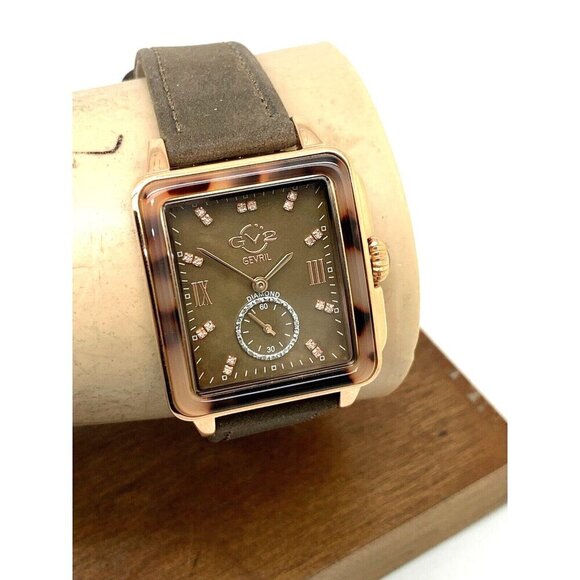 GV2 by Gevril Women\'s Watch 9249.5 Swiss Quartz Brown Mother of Pearl Di…